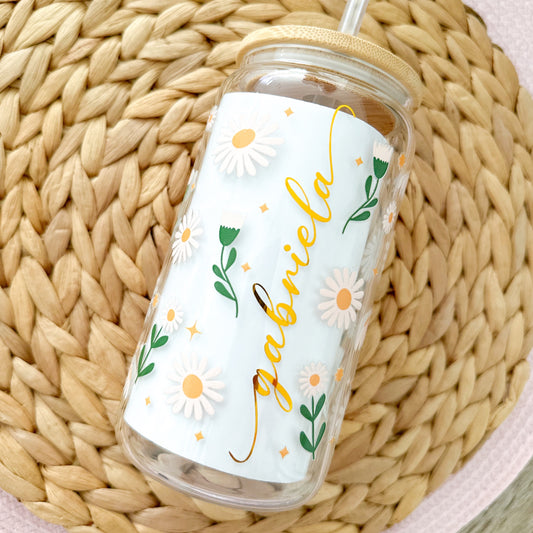 Personalized Sunflower Glass Cup (UV DTF TRANSFER)