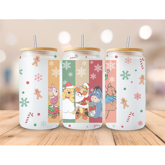 Winnie Pooh Christmas Glass