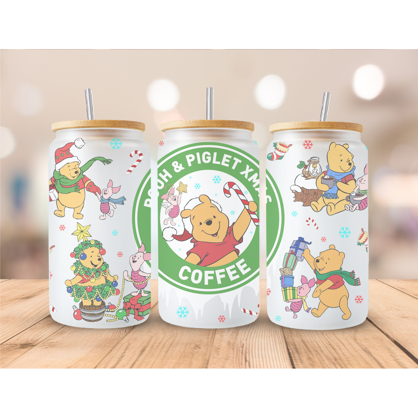 Pooh & Piglet Xmas Glass