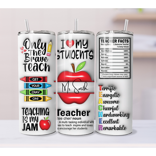 Teacher Apple 20oz Tumbler Personalized