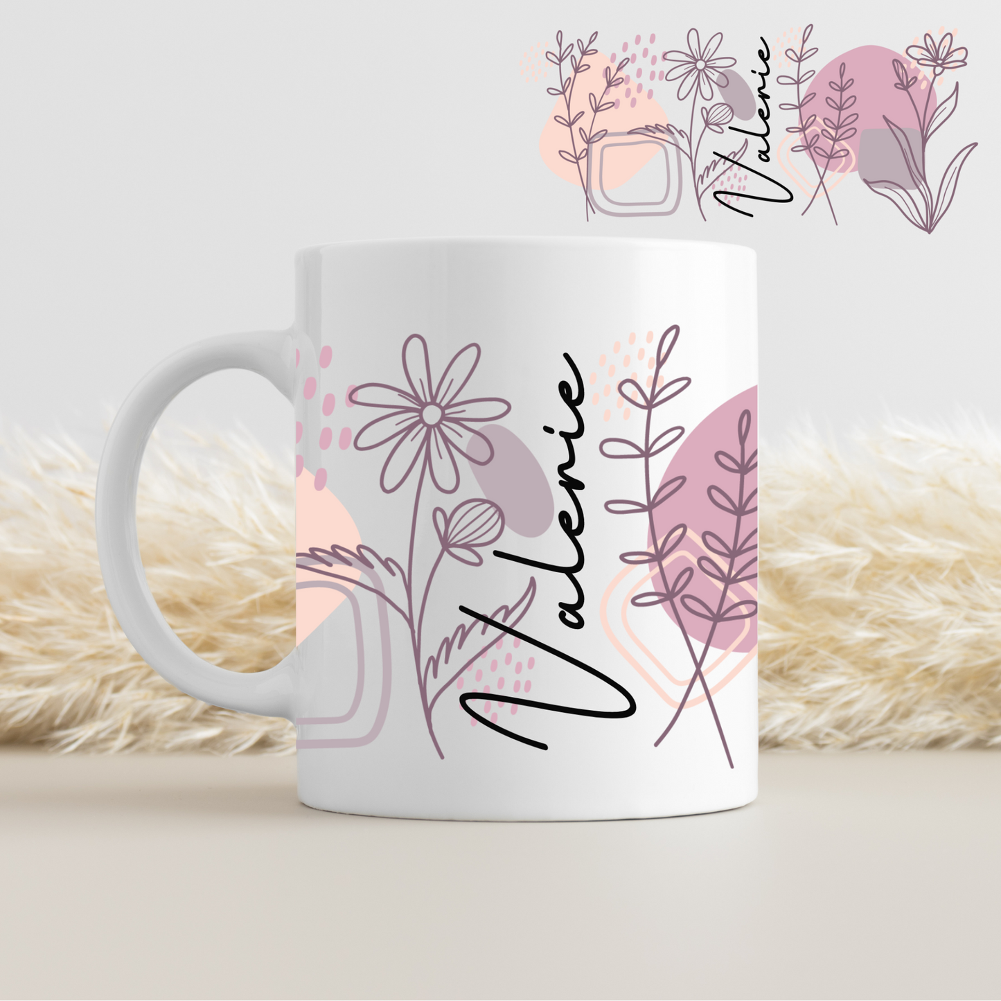 Pink Flower Personalized Mug