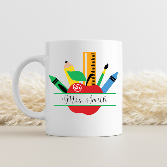 Personalized Teacher Apple Coffee Mug