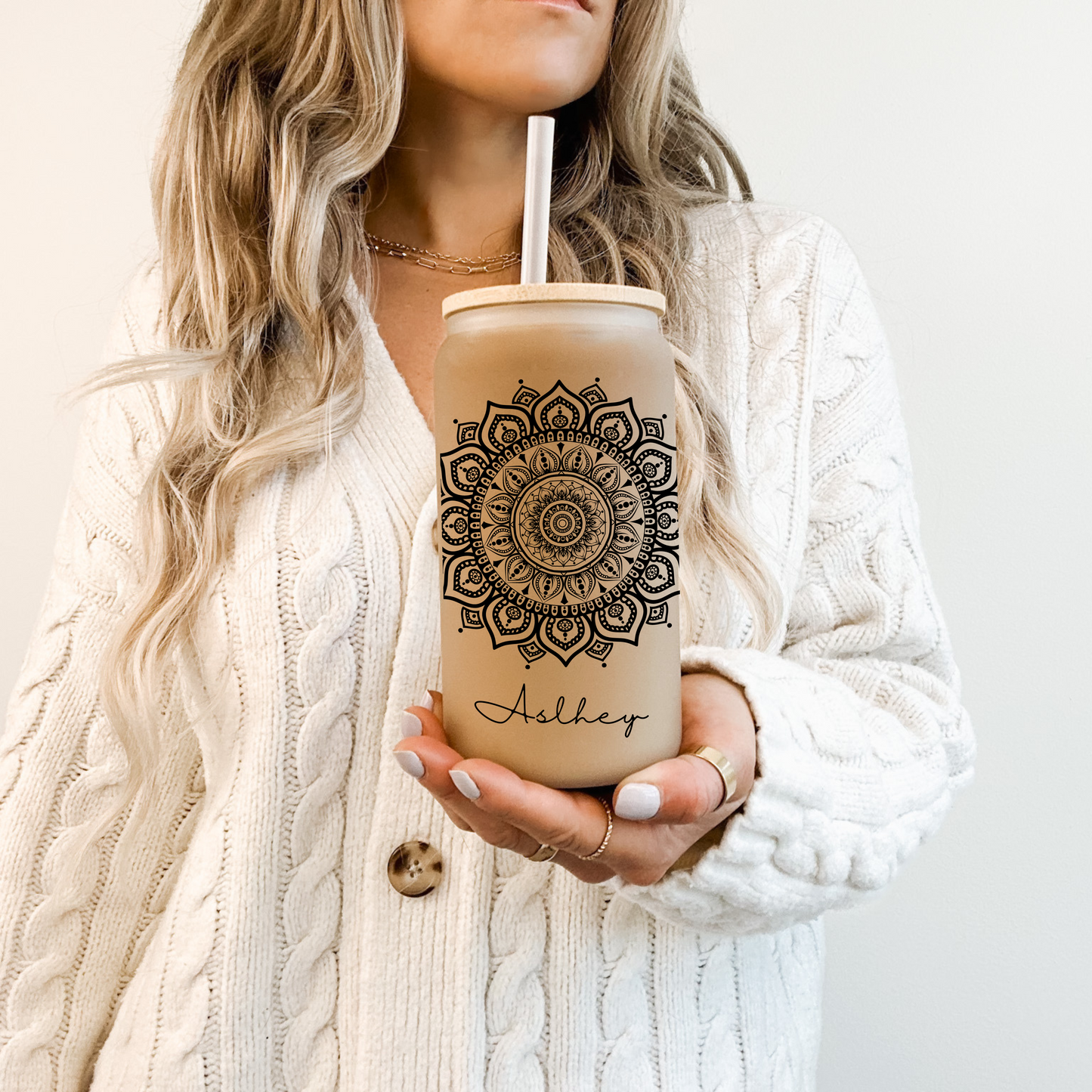 Mandala Personalized Glass Cup