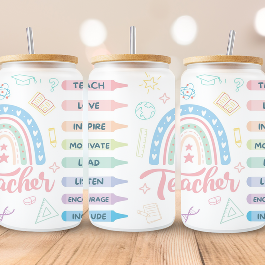 Teacher Frosted Glass Cup