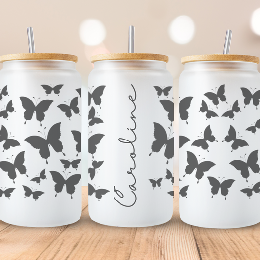 Butterfly Personalized Glass Cup