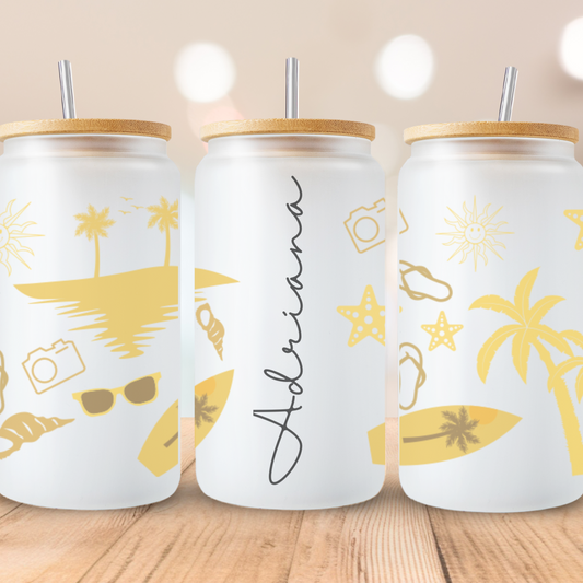 Yellow Summer Personalized Glass