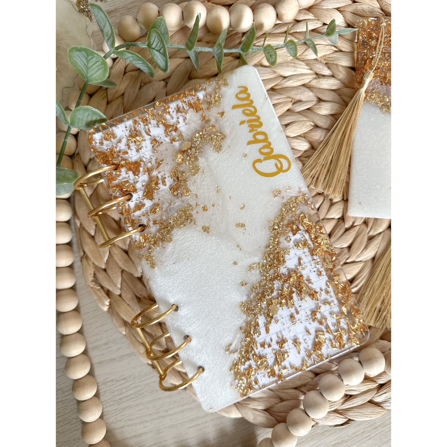 Personalized Gold Resin Notebook