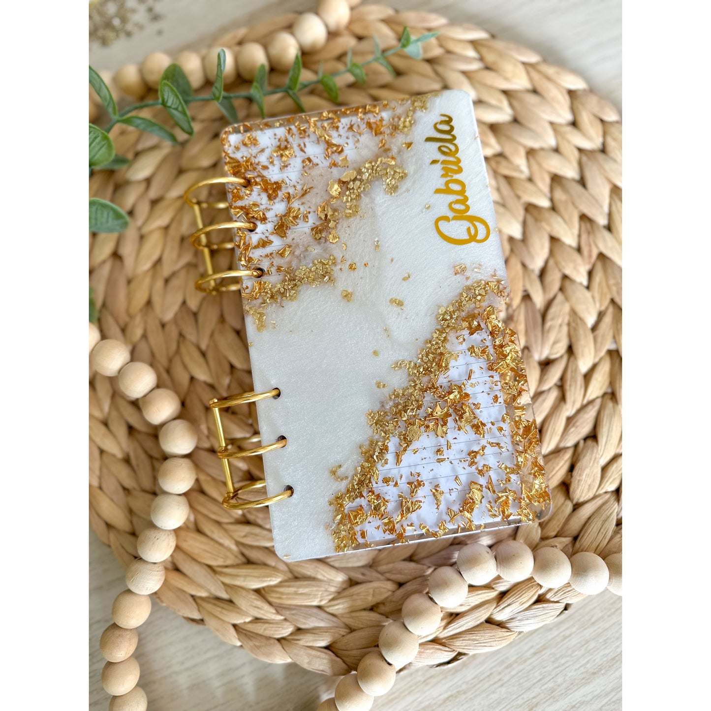 Personalized Gold Resin Notebook