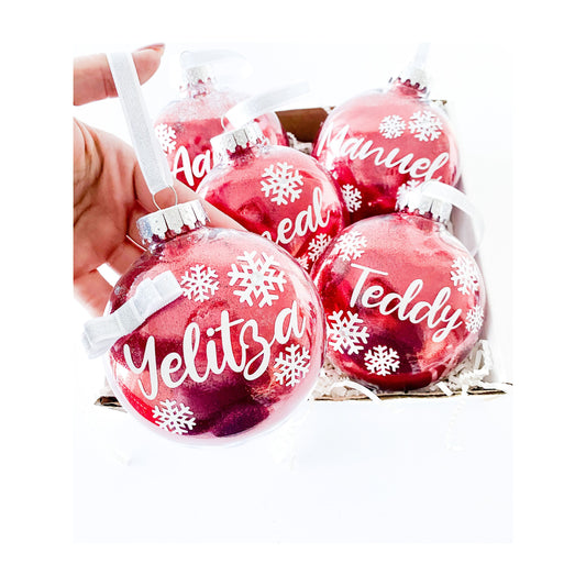 Personalized Christmas Ornament Ball (Red)