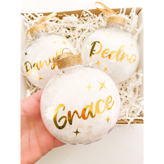 Personalized Christmas Ornament Ball (Gold)